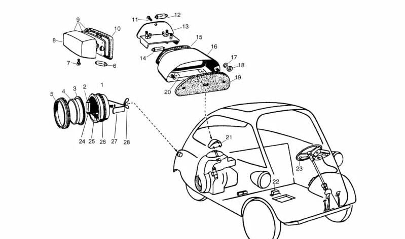 Intermitente delantero OEM 63130035043 para BMW E30. Original BMW.