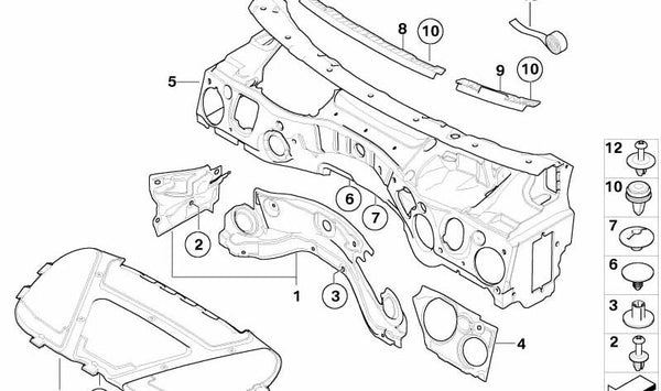 Aislante acústico para el cortafuegos (parte superior) OEM 51489126249 para BMW E81, E82, E87, E88. Original BMW.