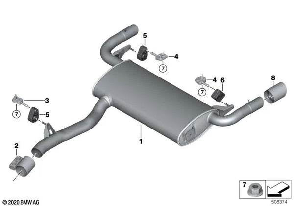 Silenciador trasero para BMW G01N (OEM 18309887630). Original BMW