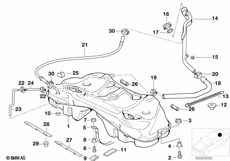 Tubo de llenado para BMW E38 Serie 7 (OEM 16116750098). Original BMW