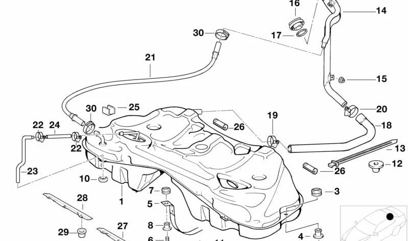 Depósito de combustible para BMW Serie 7 E38 (OEM 16111183621). Original BMW