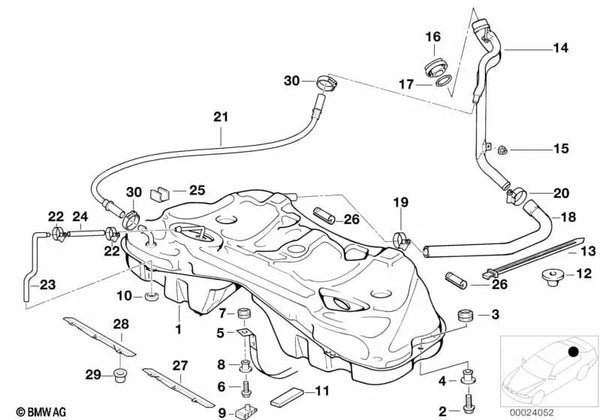 Tubo de llenado para BMW E38 Serie 7 (OEM 16116750098). Original BMW