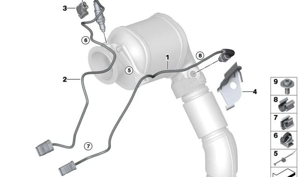 Sonda lambda OEM 11789846414 para BMW G90, G70, G05, F95, G06, F96, G07, G09. Original BMW.