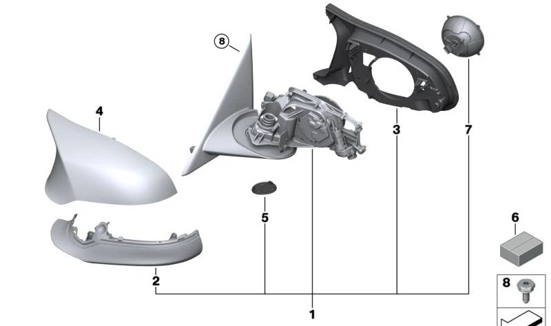 Carcasa inferior con intermitente derecho OEM 63137849050 para BMW F30, F31, F80, F32, F33, F82, F83. Original BMW.