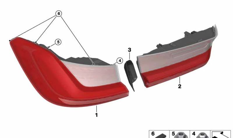 Rear Trunk Light Cover Left for BMW G21, G81 (OEM 63217490127). Original BMW