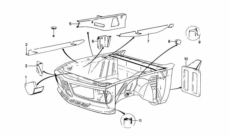 Support droit du châssis OEM 41111809682 pour BMW E21. BMW d'origine.