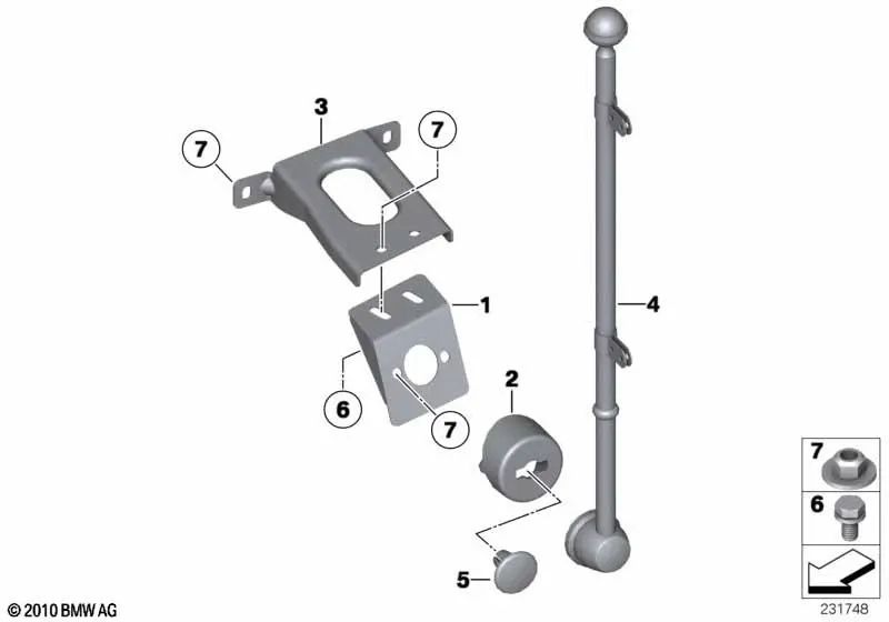 Left base plate for BMW 7 Series F01, F01N, F02, F02N, F04 (OEM 72607206097). Genuine BMW.