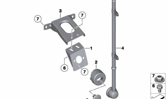 Right standard support for BMW 7 Series F01, F02, F04 (OEM 72607206102). Original BMW.