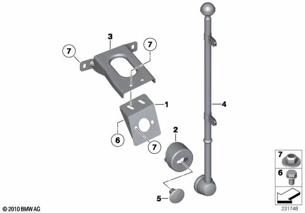 Placa base izquierda para BMW Serie 7 F01, F01N, F02, F02N, F04 (OEM 72607206097). Original BMW.