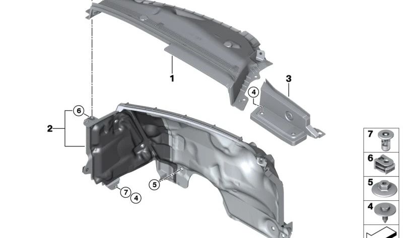 OEM du renfort avant supérieur 51719625430 pour BMW U06 (série 2 Active Tourer). BMW d'origine.