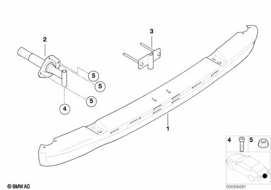 Soporte de parachoques trasero para BMW E53 (OEM 51128250415). Original BMW