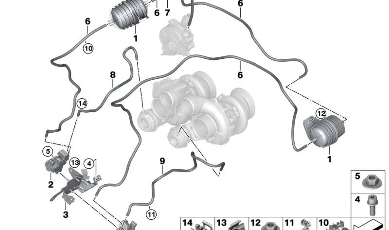 Manguera de vacío azul OEM 11657846164 para BMW E70, E71. Original BMW.