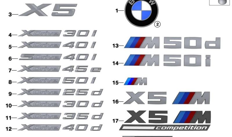 Emblema adhesivo original OEM 51148092663 para BMW G05 (X5).