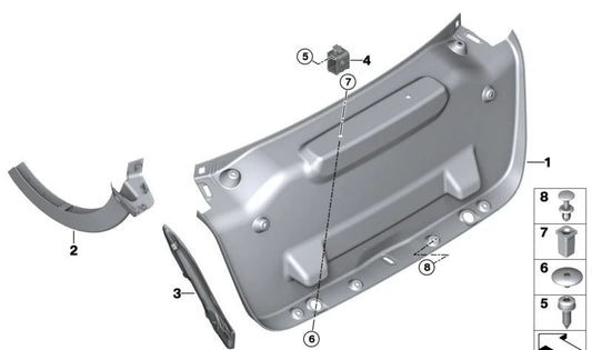 Verzierungen OEM 51497477419 für den linken Niederschlag BMW F44. Original BMW.