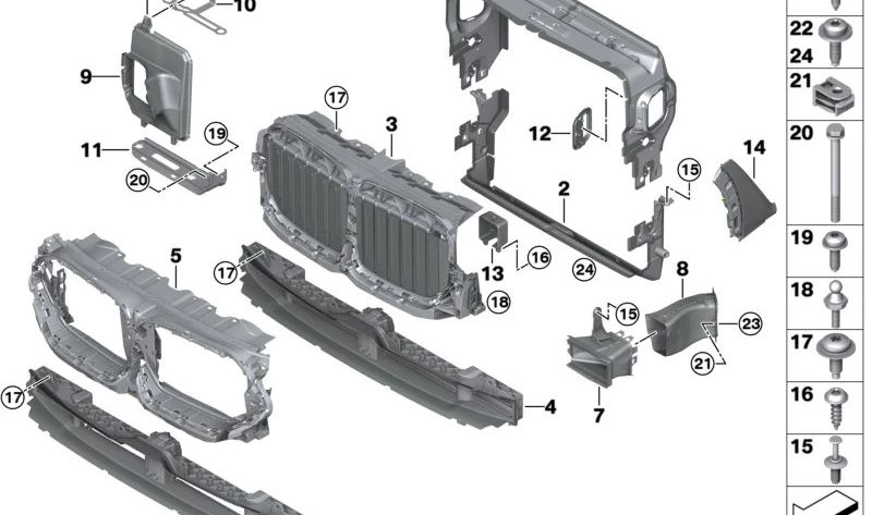 Conduit d'air pour le radiateur droit OEM 51118085670 pour BMW G06. BMW d'origine.