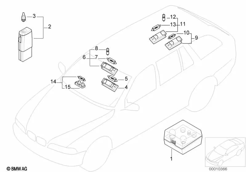 Luz Interior Trasera Izquierda para BMW Serie 5 E39 (OEM 63318366429). Original BMW