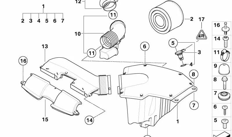 Silenciador de admisión OEM 13717579119 para BMW E90, E91, E92, E93. Original BMW.