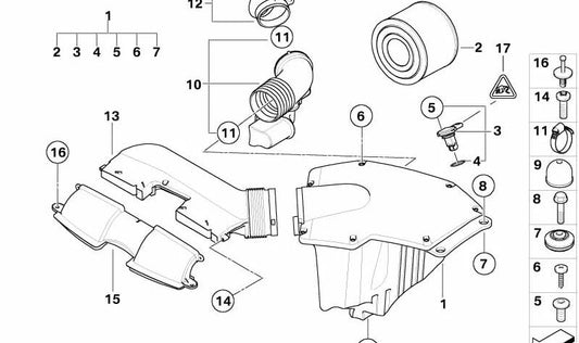 Silenciador de admisión OEM 13717579119 para BMW E90, E91, E92, E93. Original BMW.