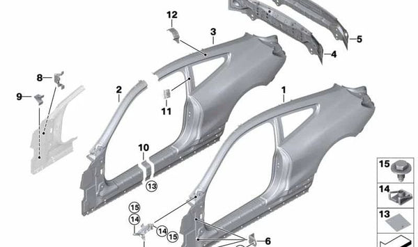 Chapa de Refuerzo Umbral Izquierdo para BMW F92, G15 (OEM 41007494491). Original BMW