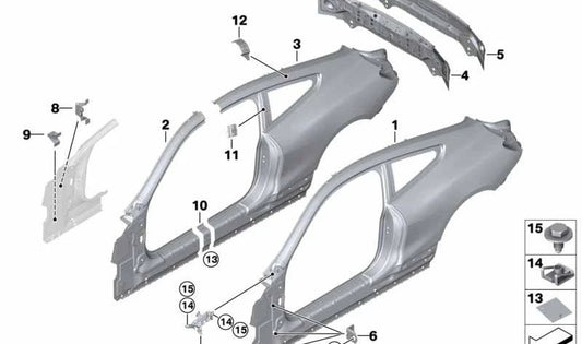 Marco lateral exterior izquierdo OEM 41007494459 para BMW F92, G15. Original BMW.