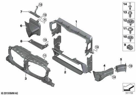 Guía de aire del freno delantero derecho para BMW F97N, F98N (OEM 51748082958). Original BMW.