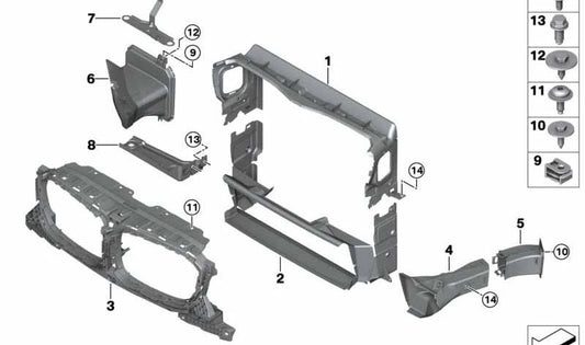 Air duct for left auxiliary radiator OEM 51748082959 for BMW F97, F98. Original BMW.