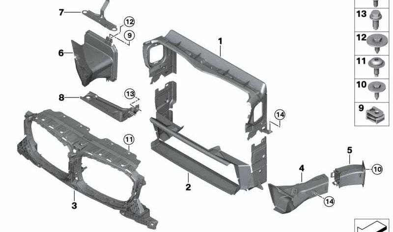 Conducto inferior de aire OEM 51748070477 para BMW F97 (X3 M), F98 (X4 M). Original BMW.