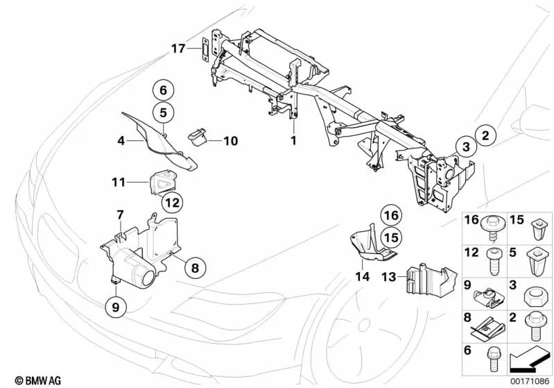 Pared divisoria izquierda para BMW Serie 5 E60, E61N, Serie 6 E63, E64 (OEM 51717897083). Original BMW.