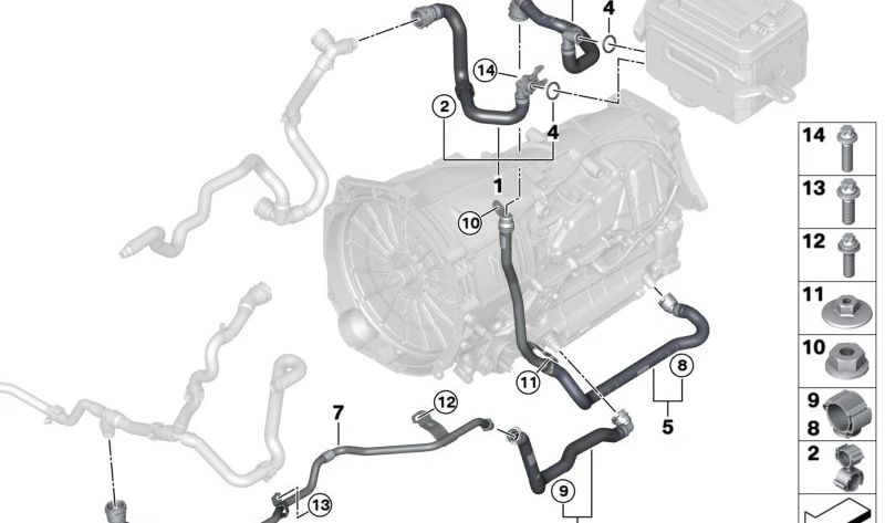 Tubería de refrigerante de batería OEM 17129844553 para BMW G05, G06, G07. Original BMW.