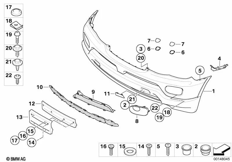 Revestimiento del parachoques delantero para BMW X5 E53 (OEM 51117129297). Original BMW