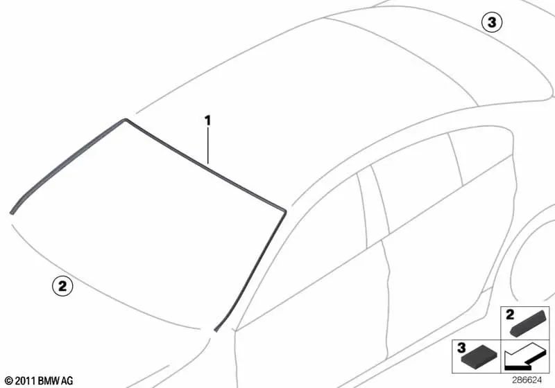 Cubierta del parabrisas para BMW Serie 6 F06, F13 (OEM 51317227340). Original BMW