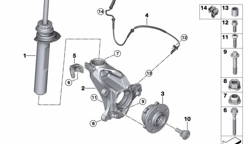 Amortiguador delantero izquierdo OEM 31306886753 para BMW F48, F49. Original BMW.