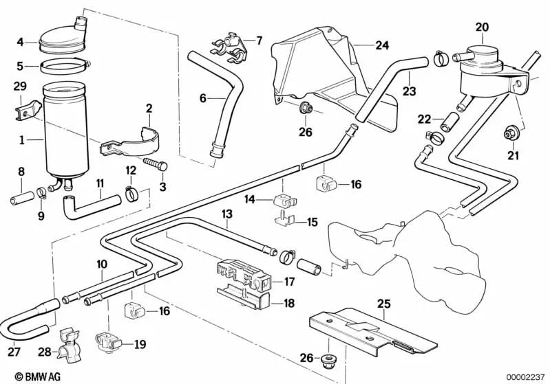 Tubería para BMW E31 (OEM 16131181029). Original BMW.