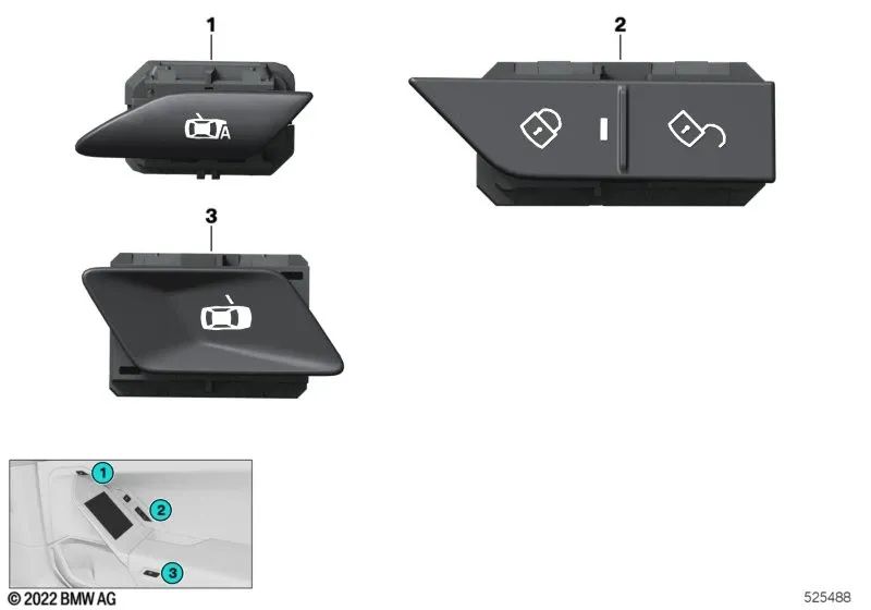 Interruptor de travamento central para BMW Série 7 G70 (OEM 61315A2A081). BMW originais.