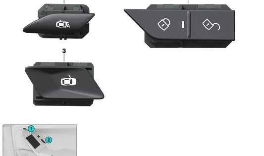 Interruttore di chiusura centralizzato per la serie BMW 7 G70 (OEM 61315A2A082). BMW originale