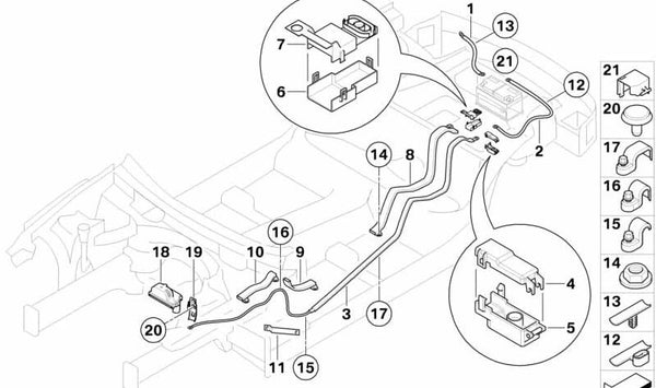 Leitungsschacht para BMW Serie 6 E63, E64 (OEM 61136927706). Original BMW