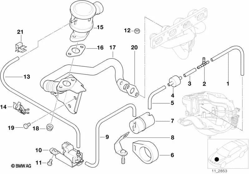 Tubo para BMW E36 (OEM 11737501180). Original BMW