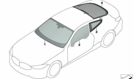 Vidro fixo traseiro direito OEM 51377476948 para BMW F92, G15. BMW original