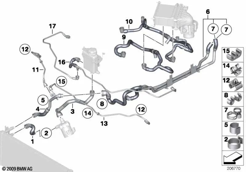 Tubo de avance para BMW Serie 7 F01, F01N, F02, F02N (OEM 17127591100). Original BMW