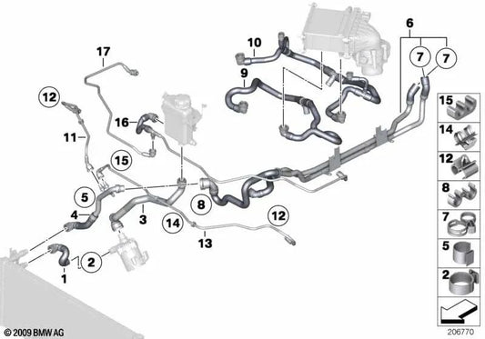 Rücklaufrohr für BMW F07, F10, F11, F06, F12, F13, F01N, F02N (OEM 17127591099). Original BMW