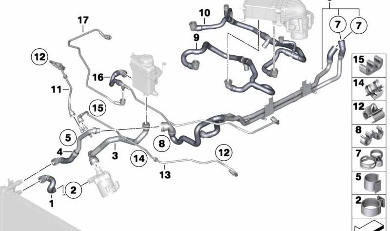 Manguera de retorno OEM 17517566394 para BMW F01, F02. Original BMW