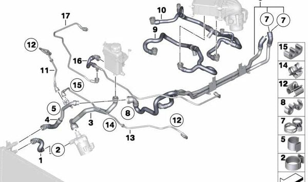 Manguera de retorno OEM 17517566394 para BMW F01, F02. Original BMW