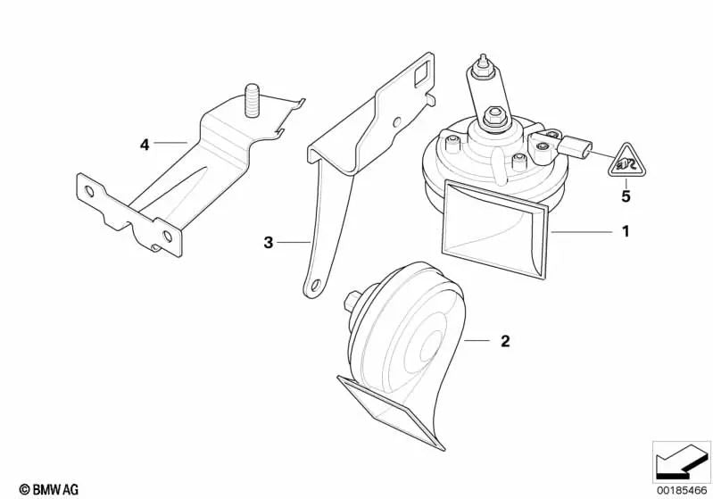 Fanfare de tono alto para BMW Serie 5 E60, E60N, E61, E61N, Serie 6 E63, E63N, E64, E64N (OEM 61336935987). Original BMW