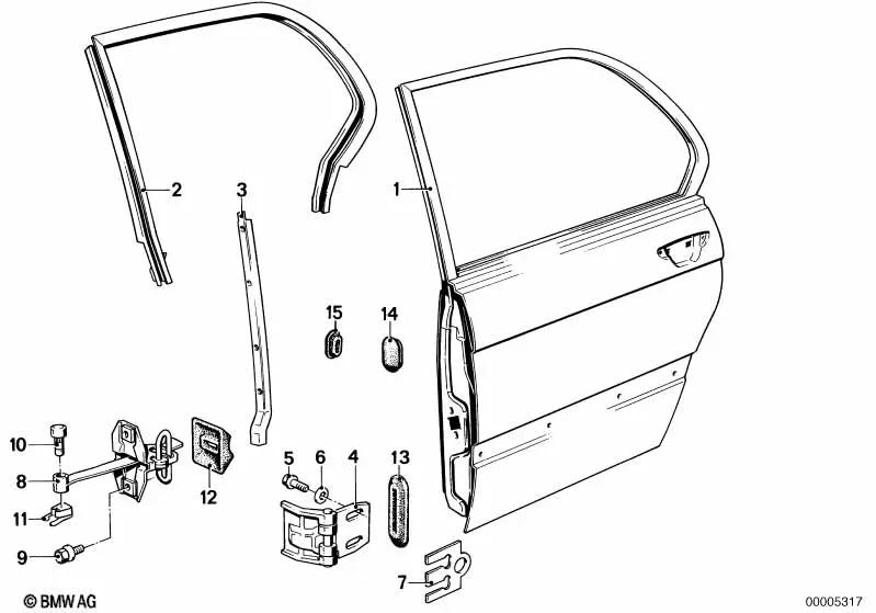 Limitador de puerta para BMW Serie 5 E12, E28 (OEM 41521879484). Original BMW