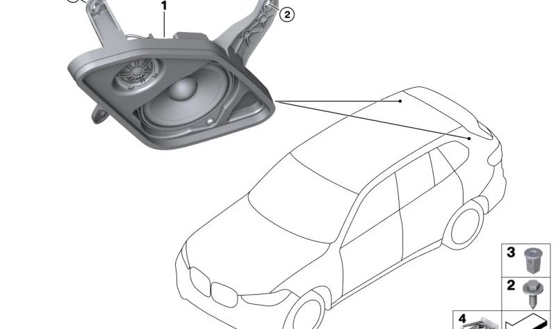 Soporte de altavoz pilar D izquierda para BMW X5 F95, G05 (OEM 65132622519). Original BMW