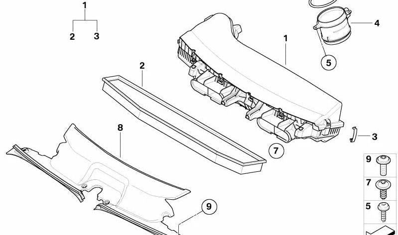 Conductor de aire para BMW X3 E83, E83N (OEM 13713402286). Original BMW