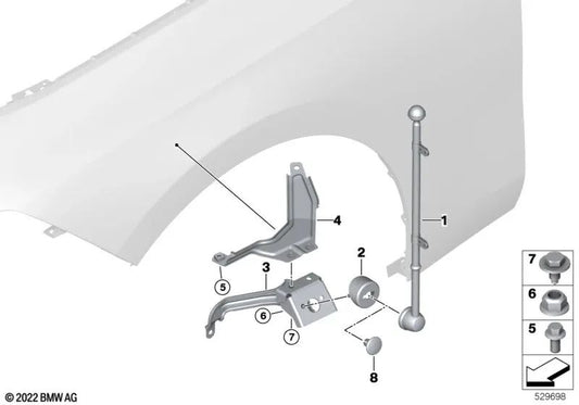 Supporto per la bandiera a destra per BMW G70 (OEM 72605A01A04). BMW originale