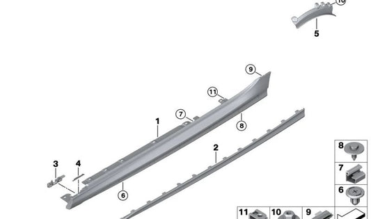 Cobertor lateral derecho OEM 51778075468 para BMW F44 (Serie 2 Gran Coupé). Original BMW.