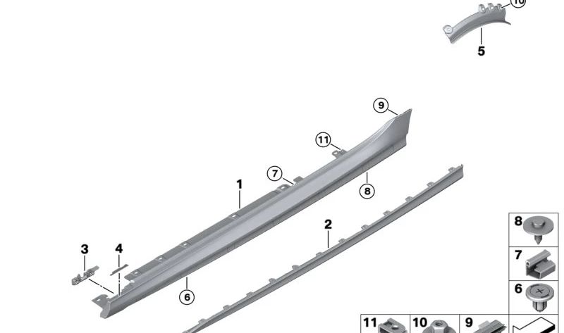 Embellédor d'embellé d'embelliage OEM 51778080945 pour BMW F70, F44. BMW d'origine.