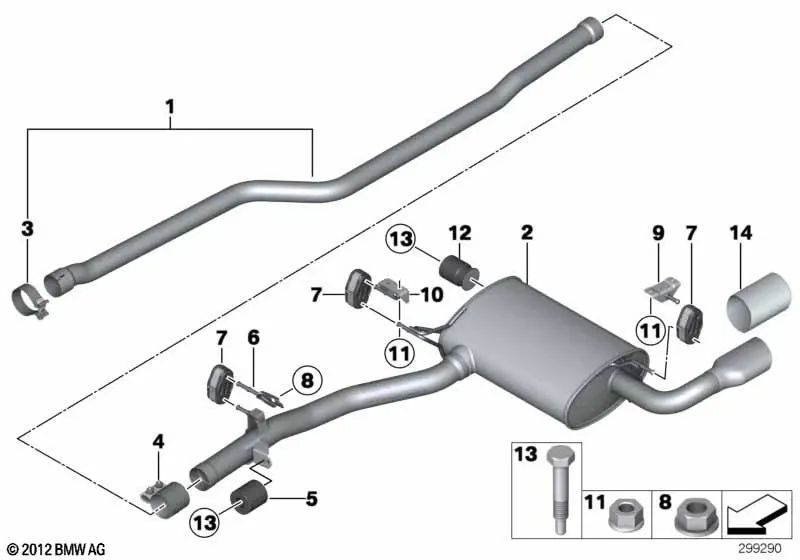 Tubería delantera para BMW F25, F26 (OEM 18308509671). Original BMW.